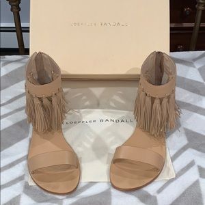 Flat Loeffler Randall Sandals with Ankle Fringes